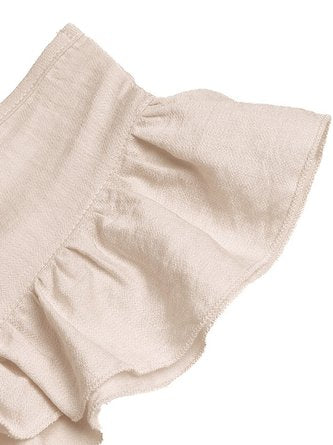 Women Plain V Neck Sleeveless Casual Ruffle Sleeve Summer Cotton-Blend Jumpsuit