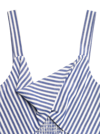 Women Striped V Neck Sleeveless Casual Summer Jumpsuit