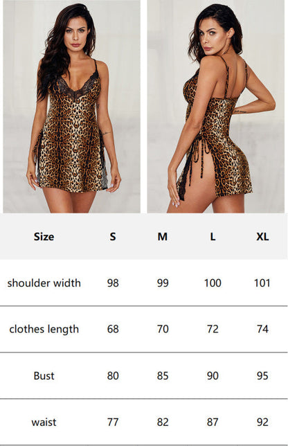 Womens Nightie Sexy V Neck Leopard Print SIZE S-XL